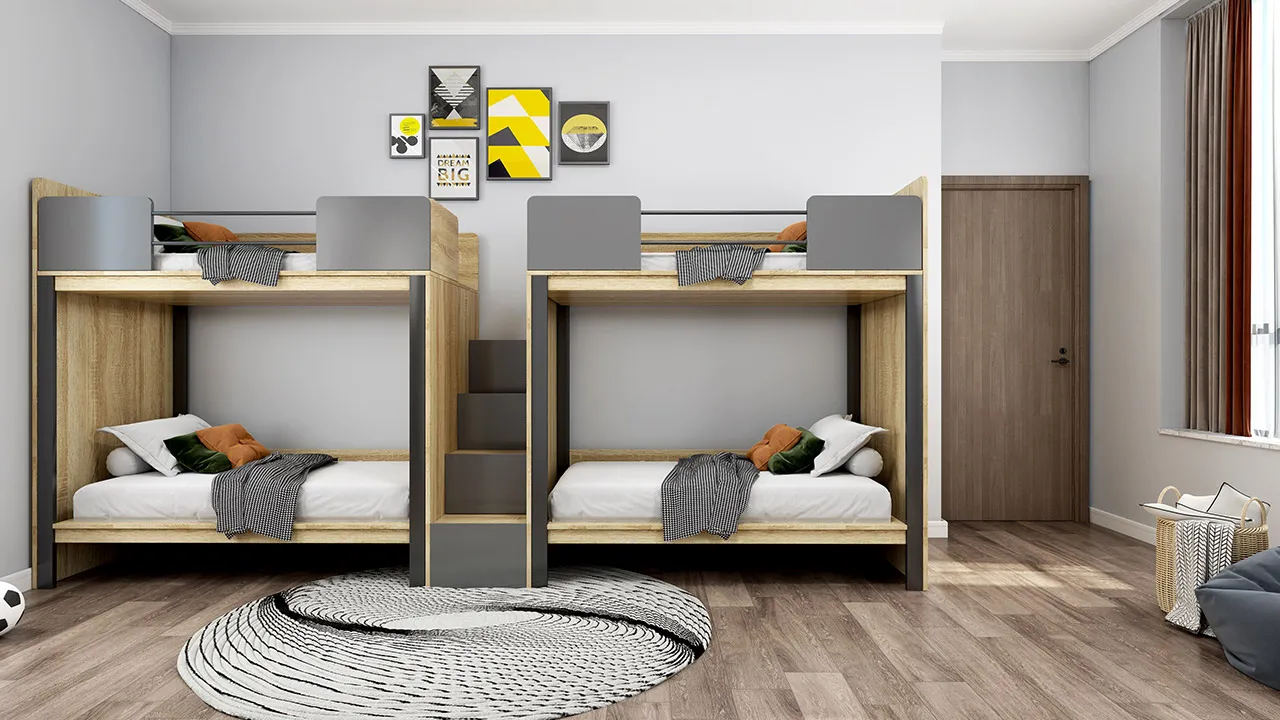 Locke Wood Bunk Bed with Stairs