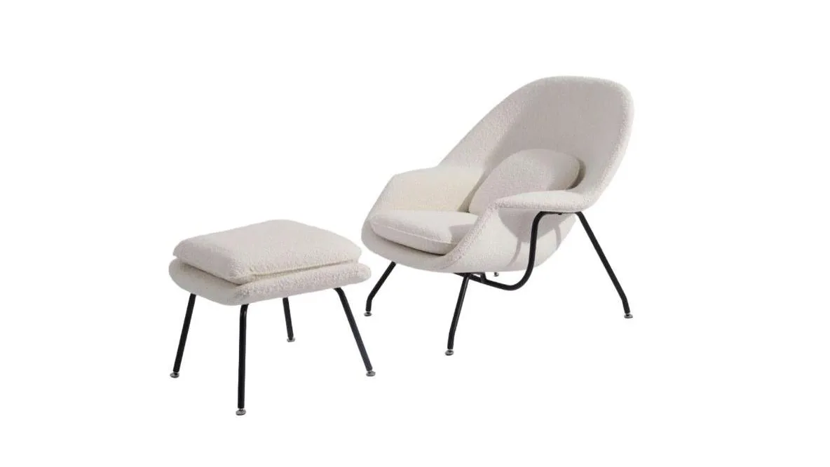 Réplica da cadeira Sohnne Womb com pufe