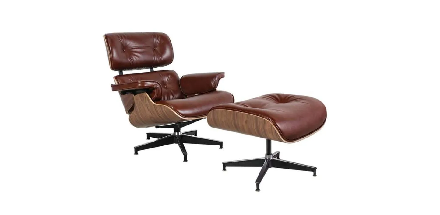 Cadeira giratória e pufe de couro sintético Z-joyee