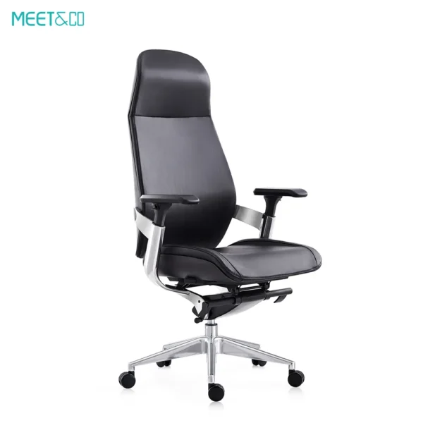 meetco ergonomic leather chair black