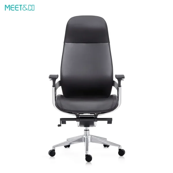 meetco ergonomic leather chair black front