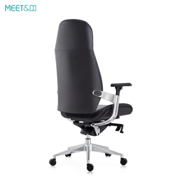 meetco ergonomic leather chair black back right