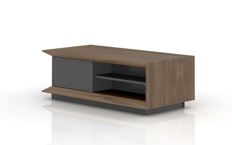 a wooden coffee table