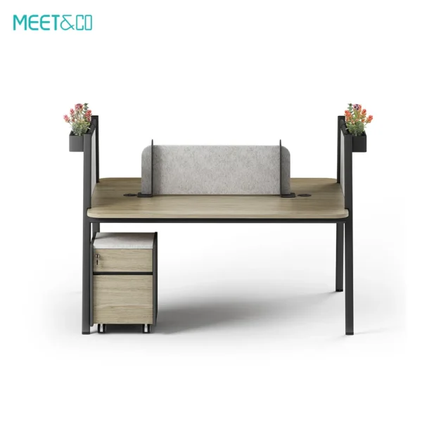Linora B Workstation Desk with Plant Shelf Gallery One