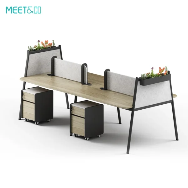 Linora B Workstation Desk with Plant Shelf Gallery Two