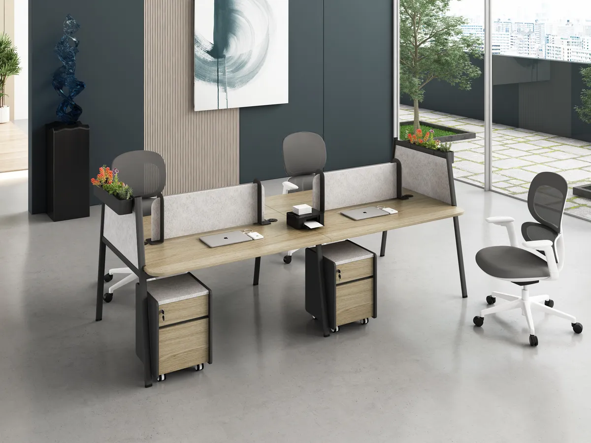 Linora B Workstation Desk with Plant Shelf Scene Image Two