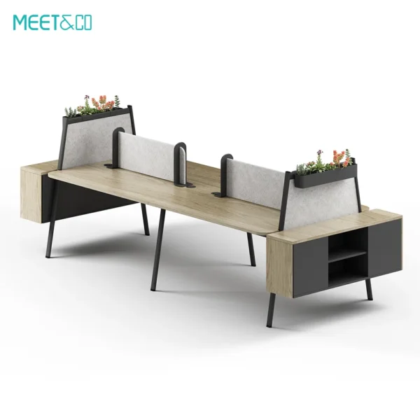 Linora B Workstation Desk with Plant Shelf Gallery Four