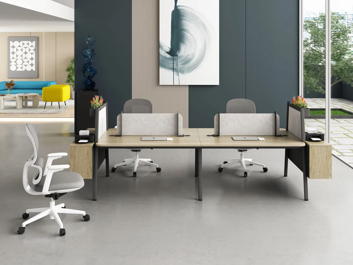 Linora B Workstation Desk with Plant Shelf Scene Image Three