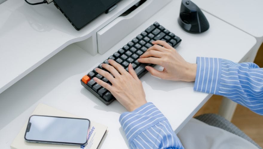ergonomic desk setup keyboard and mouse