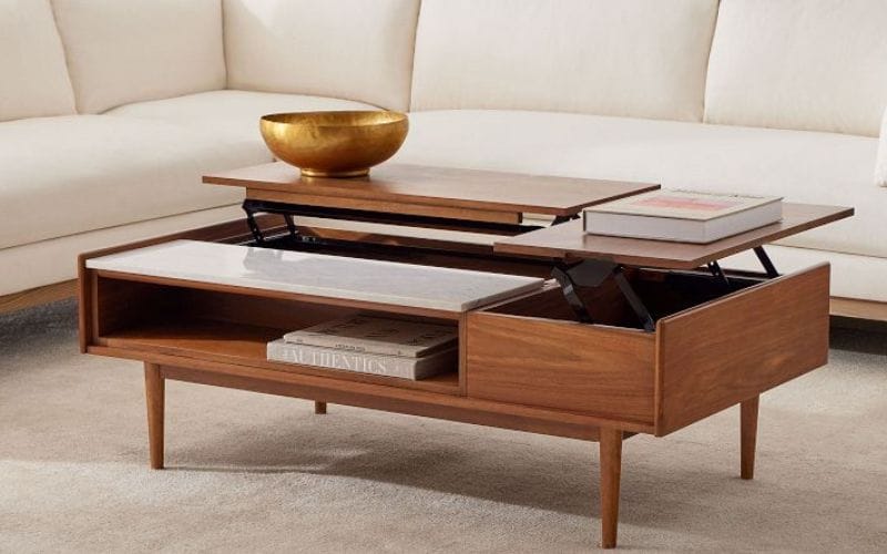Mid-Century Double Pop-Up Coffee Table - Walnut