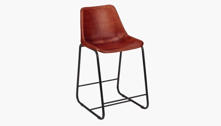CB2 Roadhouse Leather Bar Stool