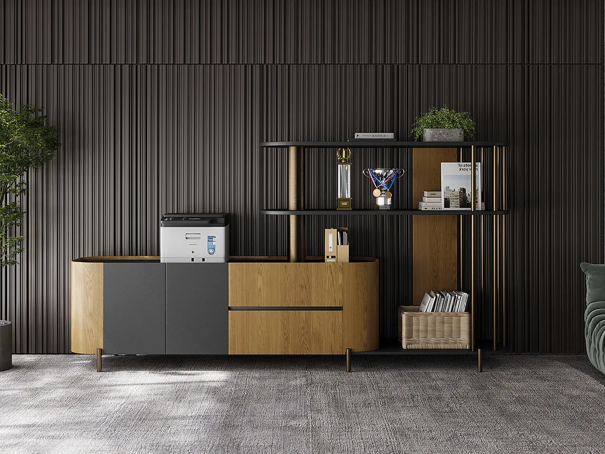 Lumodesk Oak Wood Office Storage Cabinets