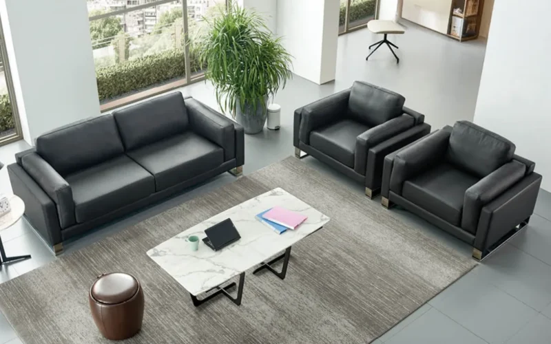 Loose Office Leather Sofa Scene Image 1