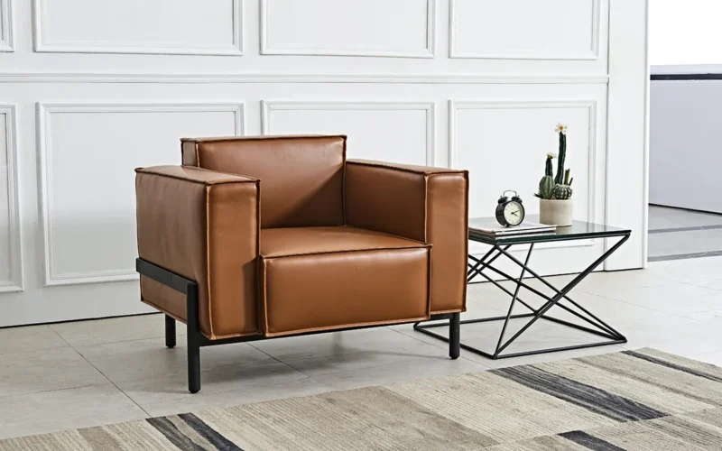 Rose Leather Modular Sectional Sofa Scene Image 3