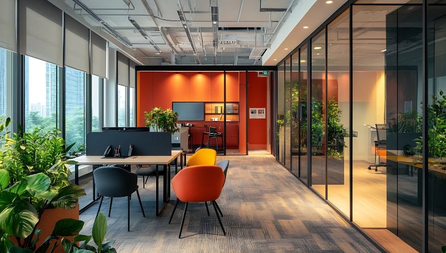 modern office with partition walls