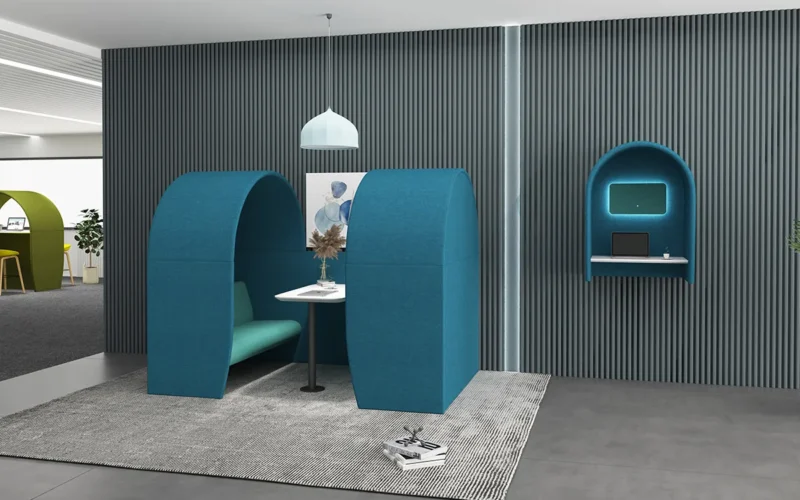 COVE 2-Seater Facing Partition Sofa With Top Panel & Meeting Table Sceen Image 1