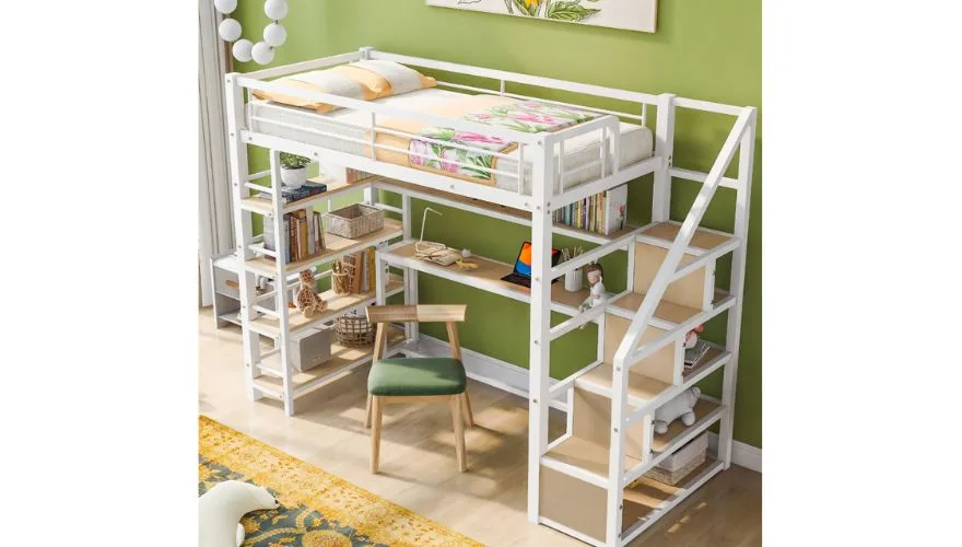 Cama de solteiro Whisen em metal estilo loft