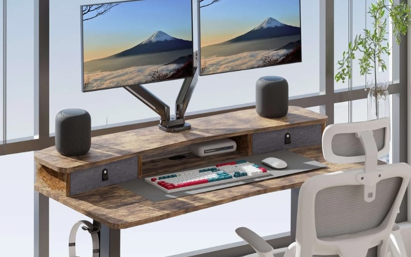 HUANUO 48″ Electric Standing Desk with 2 Drawers