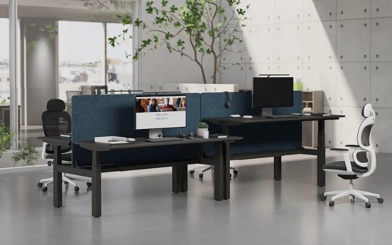 SENDI E Standing Desk with Corner Shelf