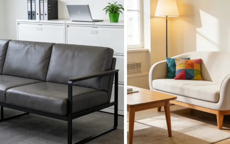 Cenários de uso: Sofá de escritório vs. Sofá de casa