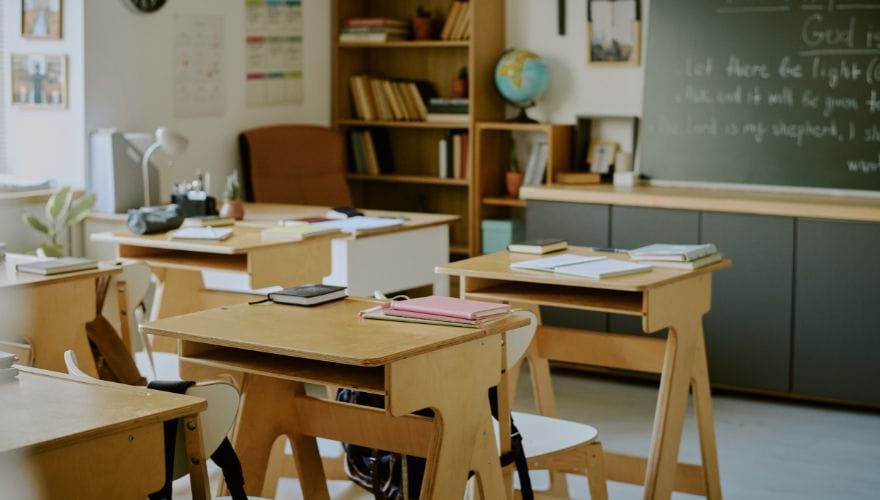 wooden class desks