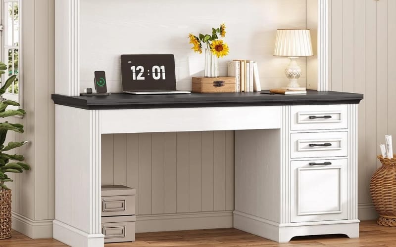 72" Farmhouse Executive Desk with Hutch 