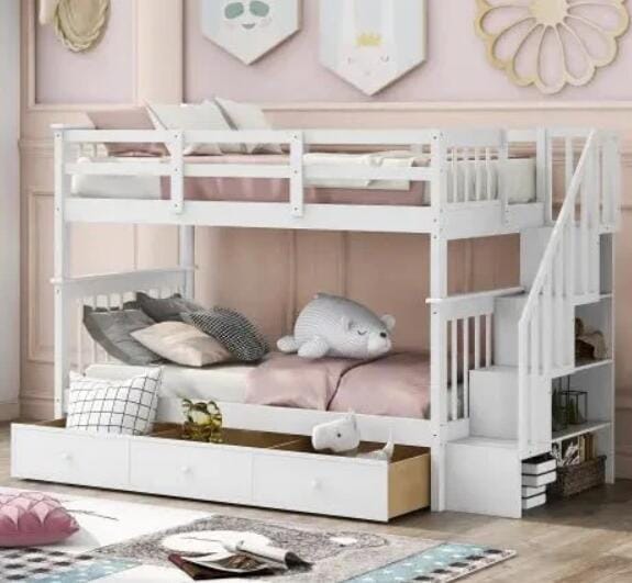 Bellemave’s Full Over Full Bunk Bed with Stairs