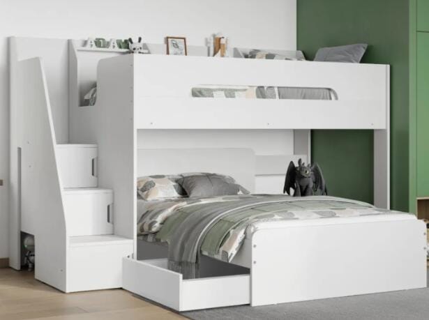 L-shaped triple bunk bed
