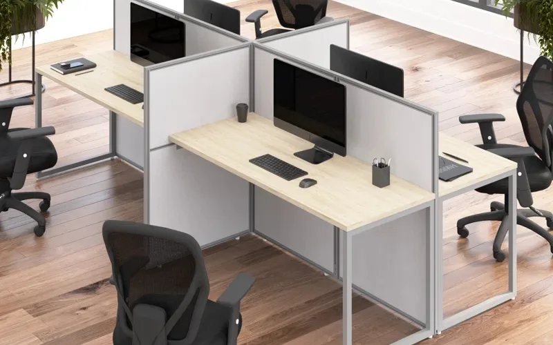 Estação de trabalho de bancada Easy Office para 4 pessoas da Bush Business Furniture