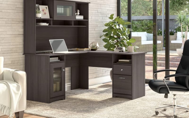 Bush Furniture Cabot L-Shaped Desk with Hutch