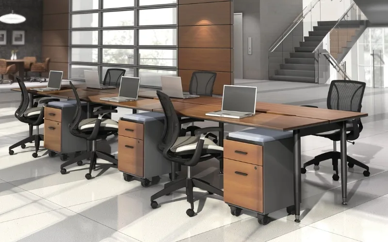 Sistema de mesas modulares Global Sidebar para 6 pessoas