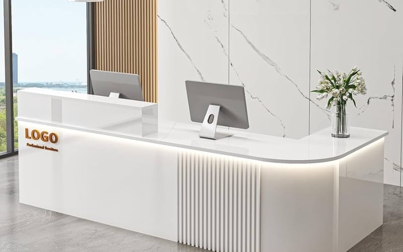 L-Shaped Reception Desk with LED