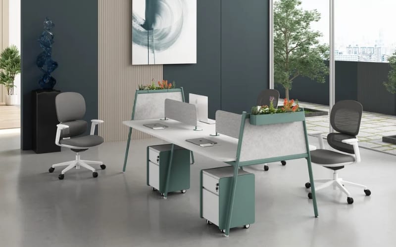 Linora Workstation Desk with Plant Shelf