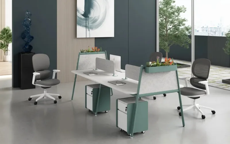 Mesa de trabalho Linora com prateleira para plantas