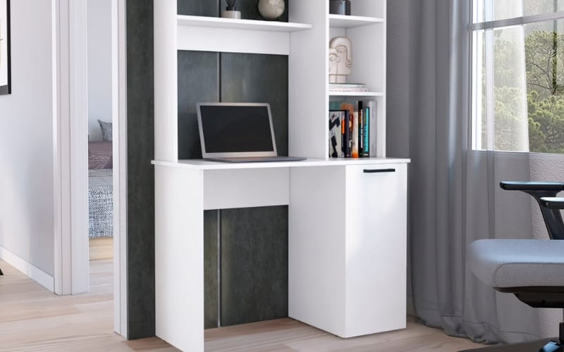 LiviNest Compact Computer Desk with Hutch & Storage 