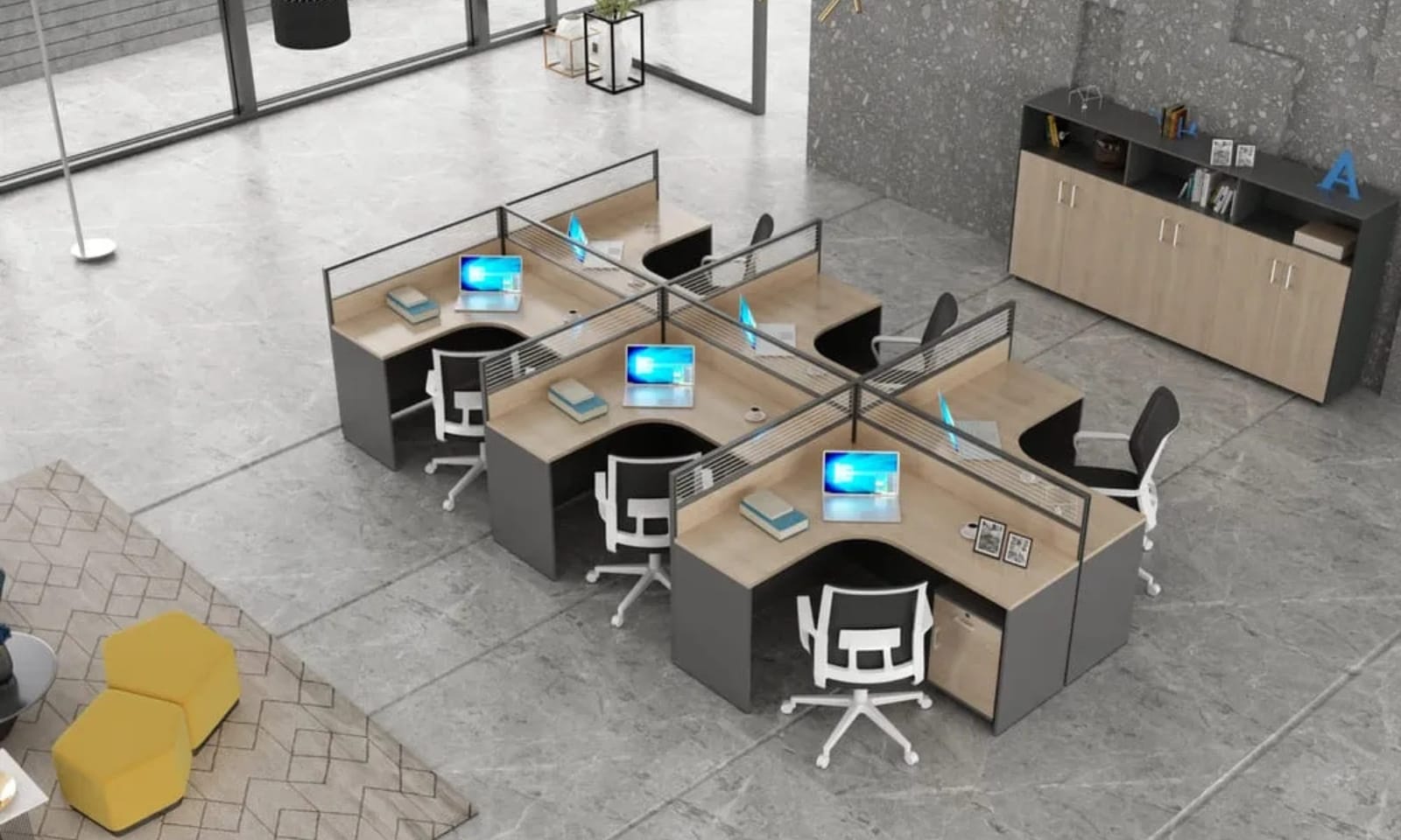 Office Workstation With Partition