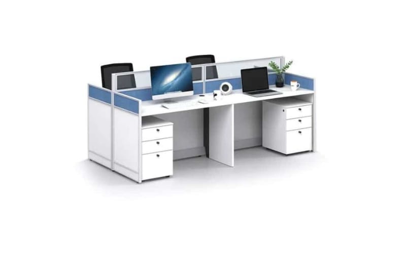 Woplek 4‑Person Office Workstation with Side Drawers
