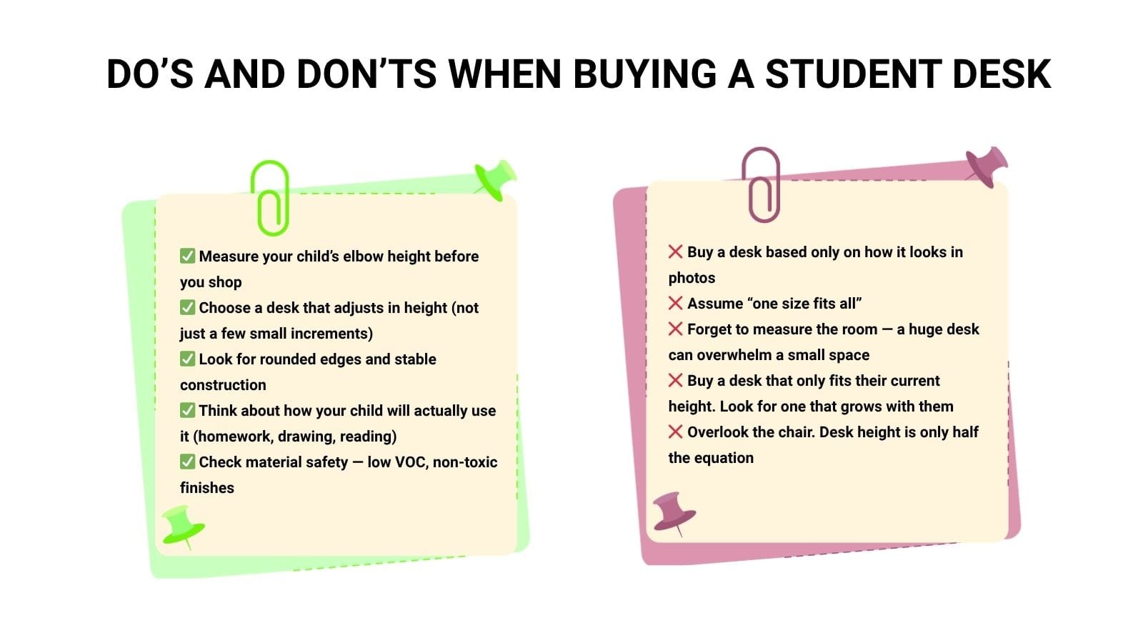 Do’s and Don’ts When Buying a student Desk