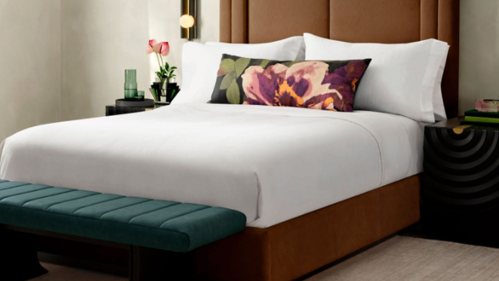 Upholstered Bed in Copper Velvet