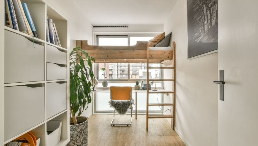 bunk bed with desk