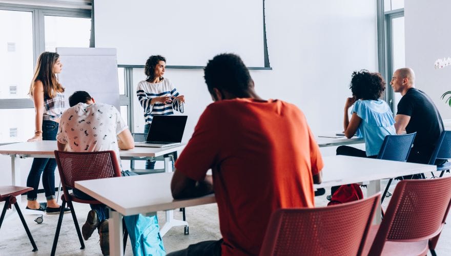 students and teacher in class