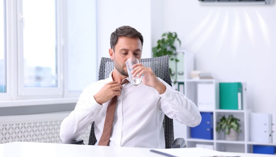 worker drinking water