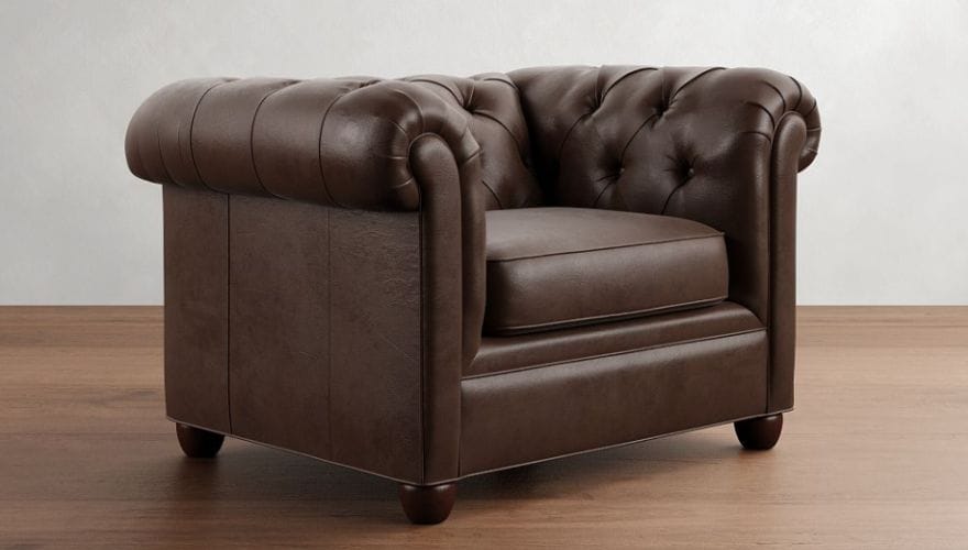 Chesterfield Roll Arm Leather Chair