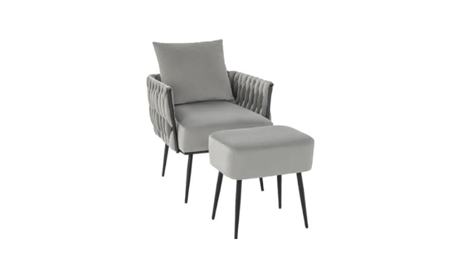 Giantex Velvet Accent Chair with Ottoman