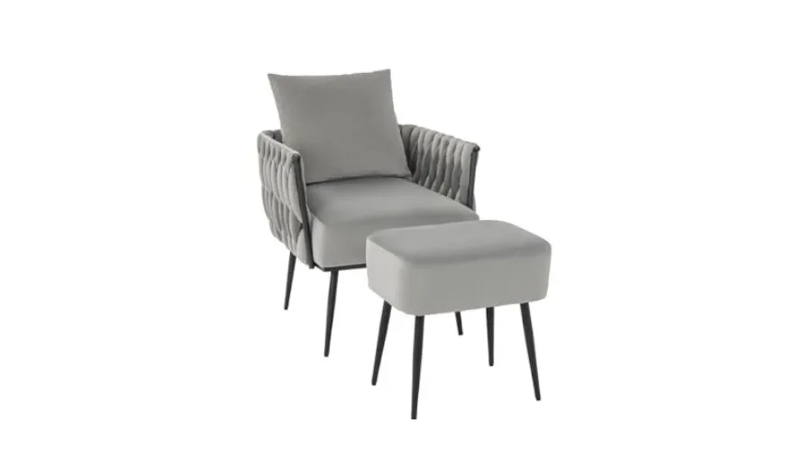 Poltrona Giantex Velvet com Puff