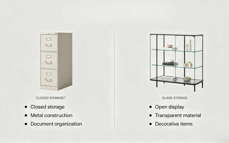 File Cabinet vs Glass Storage: Side-by-Side Comparison