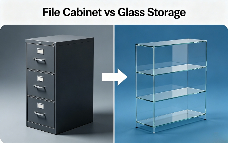 File Cabinet vs Glass Storage