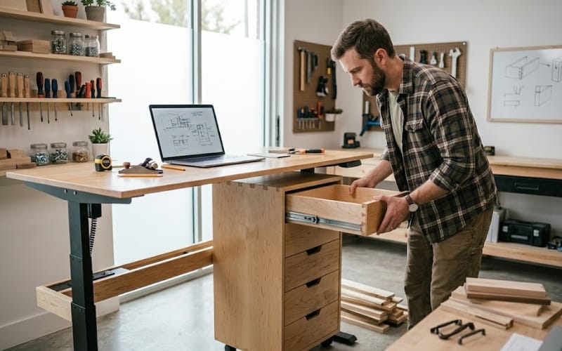 How to Build a DIY Standing Workstation With Drawers