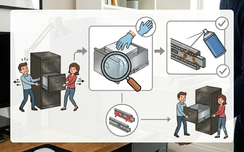 How to Remove a Filing Cabinet Drawer That Is Stuck