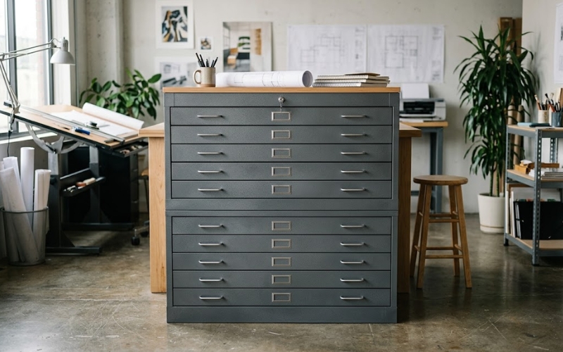 Metal Flat File Cabinet